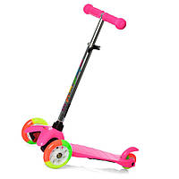Самокат трехколесный для девочки от 3 лет Со светящимися полиуретановыми колесами Розовый BB 3-013-4-A-P1