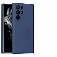 Силиконовый чехол для Samsung Galaxy S22 Ultra Синий микрофибра soft touch