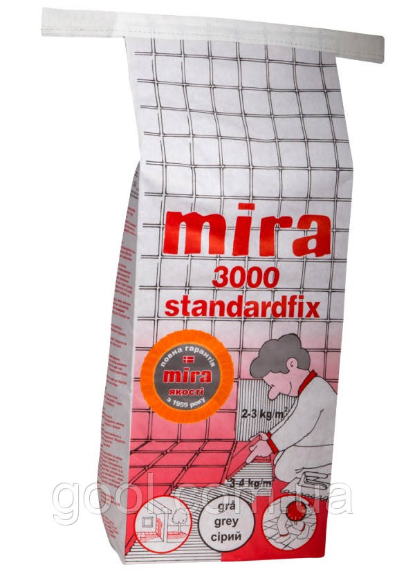 Клей Mira 3000 standardfix (Міра 3000 Стандартфікс) для керамічною плитки керамограніта греса мішок 25 кілограмів