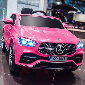 Електромобіль Mercedes для дівчаток з пультом управління і шкіряним сидінням Зі швидкістю 6км / ч Світло рожевий