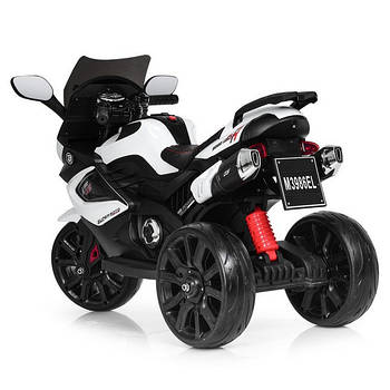 Електромотоцикл для дітей від 3 років Триколісний З шкіряним сидінням і м'якими колесами Білий Bambi Racer