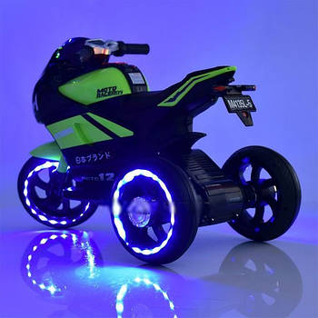 Електро мотоцикл для дітей з 3 років на акумуляторі триколісний зелений Yamaha Дитячий електромотоцикл