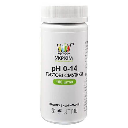 Індикаторні смужки на pH 0-14 (100 шт.) UKRHIM TS-PH14-100, фото 2
