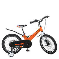 Велосипед для детей с магниевой рамой дисковыми тормозами надувными колесами 18" и звоночком Оранжевый PROF1