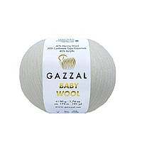 Пряжа из кашемира Gazzal Baby wool 801 белый (Газзал Беби вул)