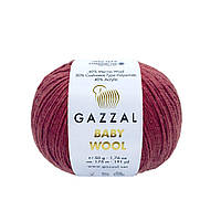 Пряжа из кашемира Gazzal Baby wool 816 темно-красный (Газзал Беби вул)