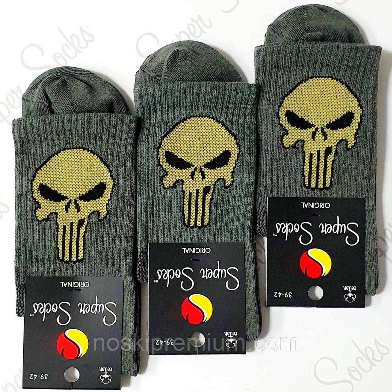 Шкарпетки чоловічі бавовна із сіткою Super Socks, арт 001, рис. 095, розмір 39-42, хакі, 001