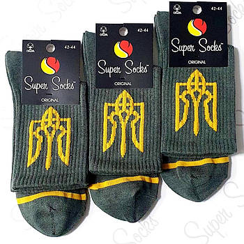 Шкарпетки чоловічі бавовна із сіткою Super Socks, арт 001, рис. 089, розмір 39-42, хакі, 001