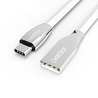 Кабель зарядный Choetech USB А to Type-C TPE кабель 2.4A QC 3.0 1.2 м White (AC0012-201WH)