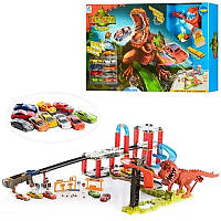 Гоночный трек игрушка для мальчика 10 авто пусковое устройство динозавр хватает машины 120х75х25 арт. 8899-94