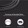 Кабель зарядный FONKEN USB Type A - Type-C 2.4A Nylon Cables Quick Charging Data Cord 1 м Black (V59), фото 5