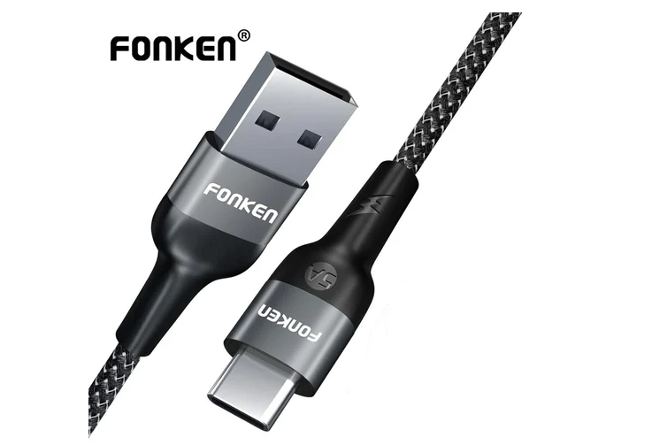 Кабель зарядный FONKEN USB Type A - Type-C 5A 40W Super Charge USB C Wire 2 м Black (CC-5A)