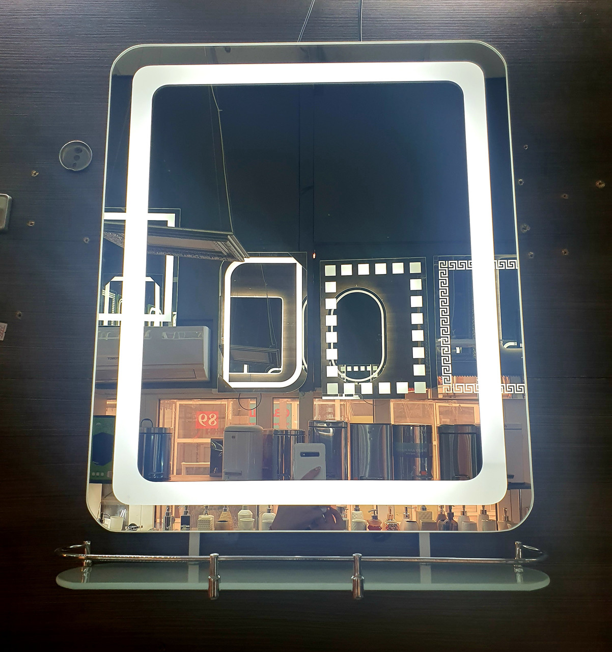 Дзеркало 50*60см з Led підсвічуванням 10Вт та поличкою з бортиком, фото 1
