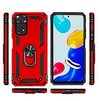 Протиударний чохол для Xiaomi Redmi Note 11S червоний з кільцем підставкою