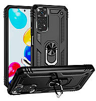 Протиударний чохол для Xiaomi Redmi Note 11S чорний з кільцем підставкою