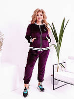 Женский Велюровый костюм большого размера Ткань качественный велюр Цвет бордо Размеры 50-52,54-56,58-60