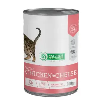 Консерви Natures Protection Cat Adult Chicken&Cheese для котів, з куркою та сиром, 400 г