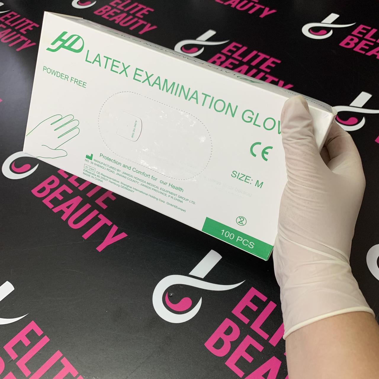 Прозорі латексні рукавички без пудри, 100 шт