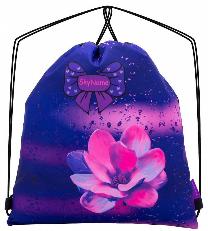 Рюкзак сумка-мішок для взуття на шнурках Лілія фіолетовий шкільний для дівчинки Winner One SkyName M-118