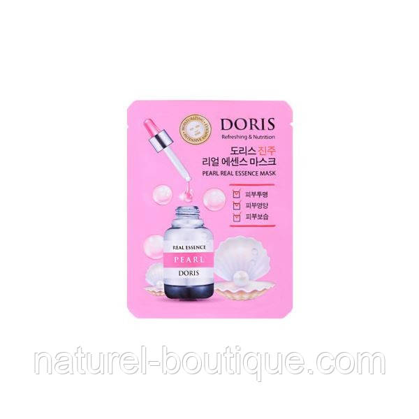 Маска тканинна для обличчя Doris Pearl Real Essence Mask з екстрактом перлів, фото 1