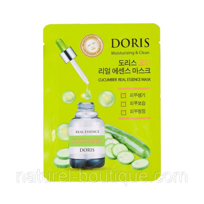 Маска тканинна для обличчя Doris Cucumber Real Essence Mask з екстрактом огірка, фото 1