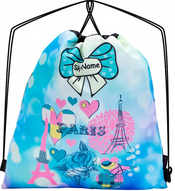 Рюкзак сумка-мішок для взуття на шнурках Париж бірюзовий шкільний для дівчинки Winner One SkyName M-140