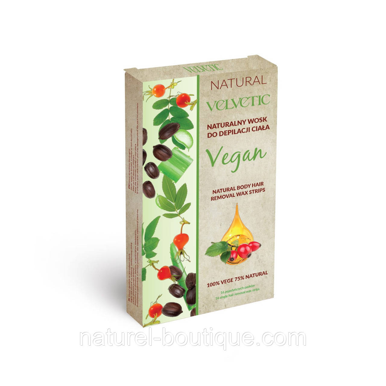 Воскові смужки VELVETIC Natural Vegan для депіляції тіла, фото 1