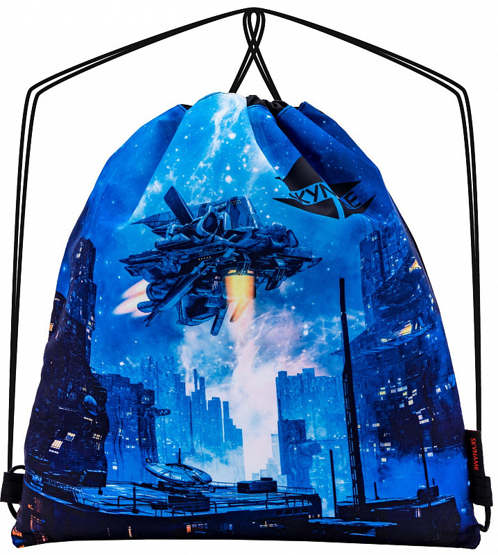 Рюкзак сумка для змінного взуття на шнурках синій шкільний хлопчику в 1 клас Космос Winner One SkyName M-155