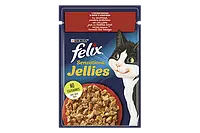 Purina Felix Fantastic (Феликс Фантастик) консервированный корм для котов с говядиной и томатам в желе, 85 гр.