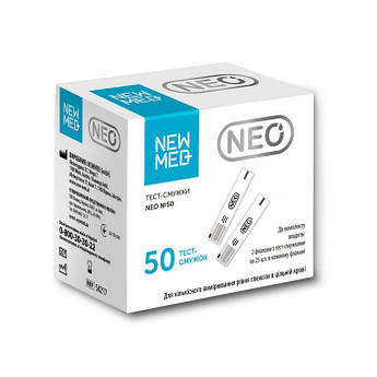 Тест смужки Neo Newmed (Нео Нюмед), смужки для вимірювання глюкози, 50 шт
