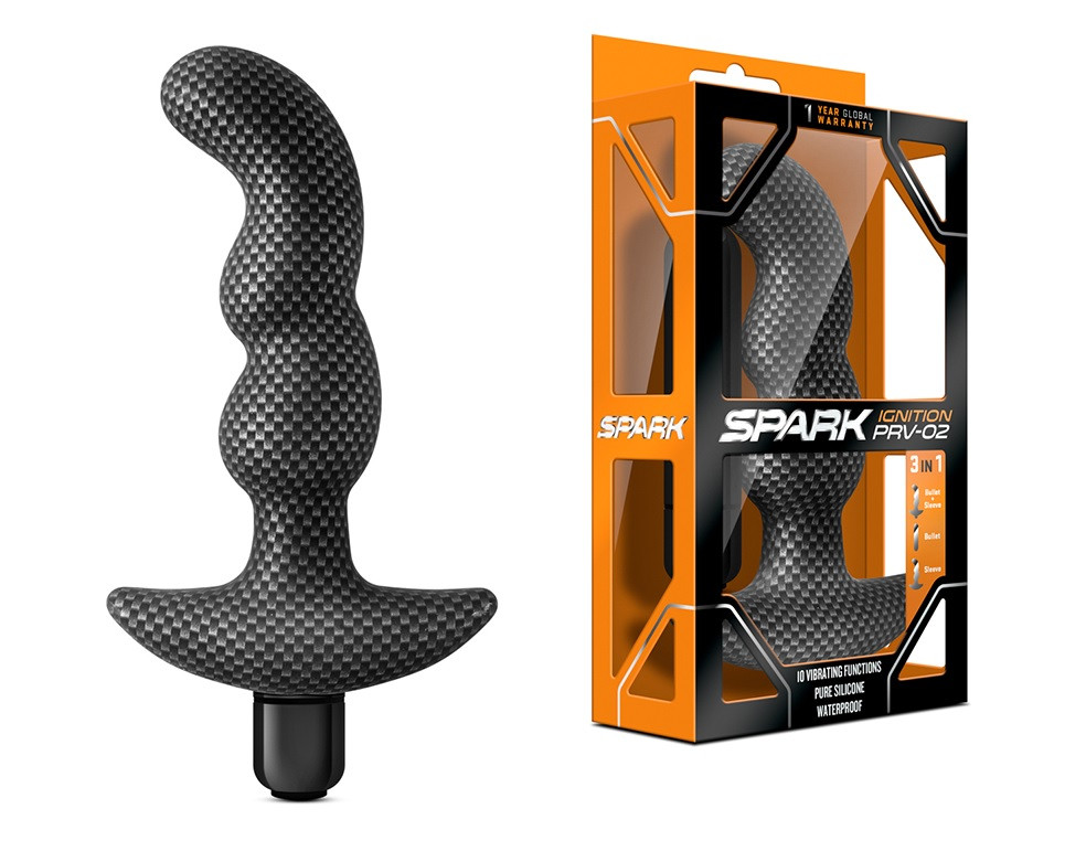 Стимулятор простати із вібрацією Spark Ignition PRV-02 Carbon Fiber