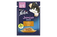 Purina Felix Fantastic (Феликс Фантастик) консервований корм для кошенят з куркою у желе, 85 гр.