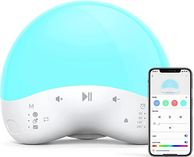 Дитячий нічник White Noise Machine з 25 звуками природи HiFi, голосовим керуванням додатком для сну, пристроєм для тренування сну,