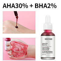 Мягкий пилинг с AHA/BHA кислотами Mooyam AHA 30% + BHA 2% Peeling Solution 30ml