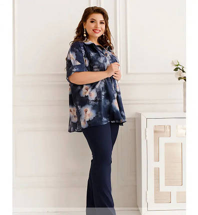 Яскравий жіночий костюм-двійка Сорочка+Штани, тканина "Софт" 50, 52, 54. 56, 58, 60, 62 розмір 50, фото 2