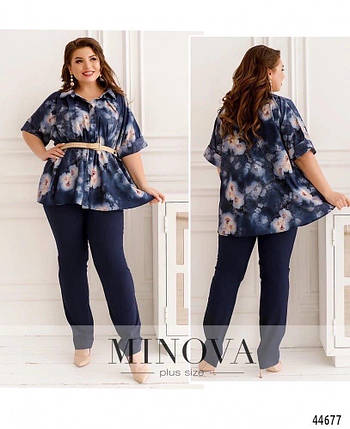 Яскравий жіночий костюм-двійка Сорочка+Штани, тканина "Софт" 50, 52, 54. 56, 58, 60, 62 розмір 50, фото 1