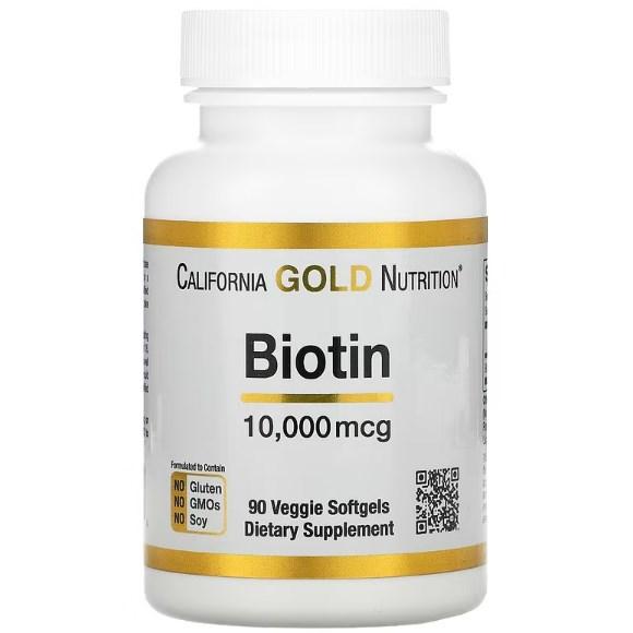 Вітаміни Біотин California Gold Nutrition Biotin 10,000 mcg (90 капсул.), фото 1