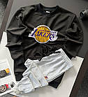 Чоловічий спортивний костюм Lakers без капюшону чорний | Комплект чоловічий Лейкерс світшот і штани веснянний осінній, фото 2