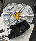 Чоловічий спортивний костюм Lakers без капюшону чорний | Комплект чоловічий Лейкерс світшот і штани веснянний осінній, фото 4
