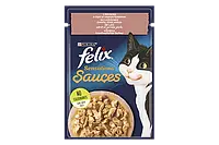 Purina Felix Sensations Sauces Феликс консервированный корм для котов с лососем и креветкой в соусе, 85 гр.