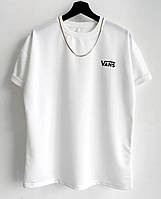 Мужская футболка белая Vans оверсайз из хлопка S M L XL , свободный фасон футболки