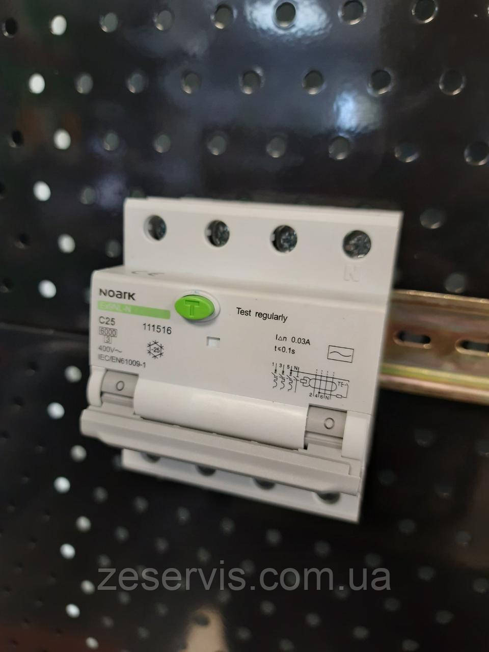 Диференціальний вимикач Ex9NL-N 3P+N C25 30mA, Noark, фото 1