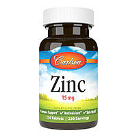 Витамины и минералы Carlson Labs Zinc 15 mg, 250 таблеток