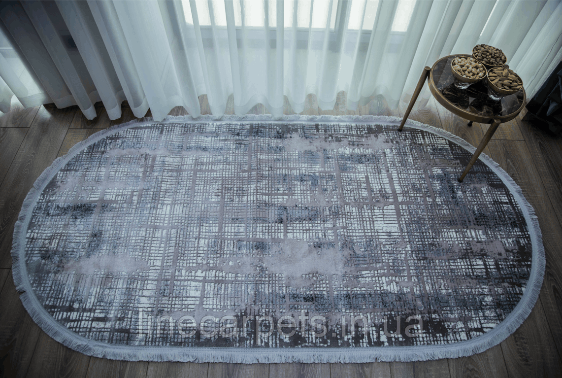 Акриловий овальний килим THERAPY 6857  GREY-BLUE
