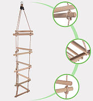 Драбинка підвісна дитяча ігрова WCG трикутна дерев'яна для дитячого майданчика спорткомплексу M_1179
