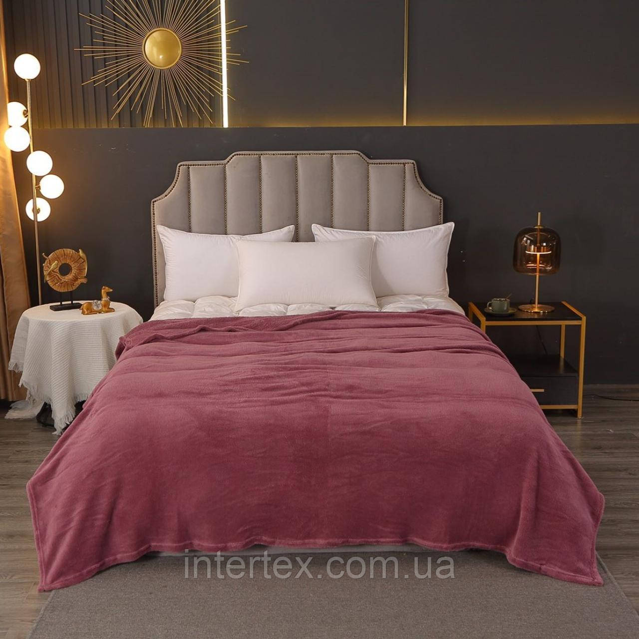 Покривало велюрове однотонне (темна пудра) 200х230 см, фото 1