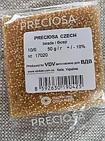 Чешский бисер Preciosa 10/0 № 17020, светлое золото матовый с блестящей серединкой, 50 грамм