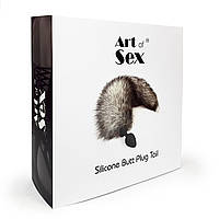Силіконова анальна пробка з лисячим хвостом Arctic fox Art of Sex size M (натуральне хутро)