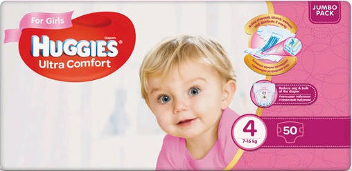Huggies Ultra Comfort Jumbo подгузники детские Girl 4 (8-14кг) 50шт ...