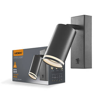 Світильник під лампу SPF05E GU10 настінний з кнопкою чорний 30W